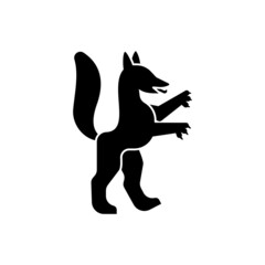 Fox Heraldic animal linear style. Fantastic Beast. Monster for coat of arms. Heraldry design element.