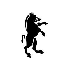 Boar Heraldic animal silhouette. Fantastic Beast. Monster for coat of arms. Heraldry design element.
