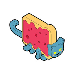 Cat sandwich with jam isolated. edible pet Vector illustration