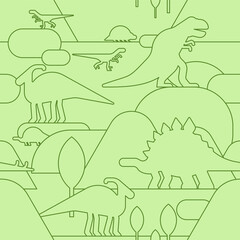 Dinosaur pattern seamless. Dino background. Dinosaurs and ancient landscape texture. Baby fabric ornament