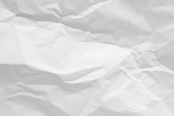 White crumpled paper texture background, clean white wrinkled paper, top view.