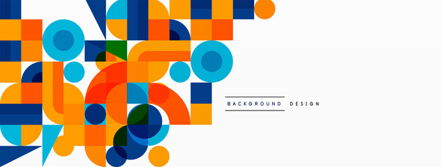 Beautiful abstract background. Circles, triangle shapes, and squares. Minimal geometric template for wallpaper, banner, background or landing