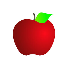 Red apple vector on white background. 