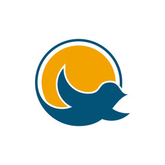 dove logo design, combination of dove with sun