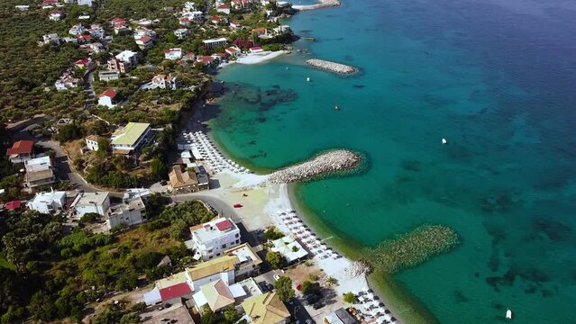 Aerial view of Archontiko village in the morning