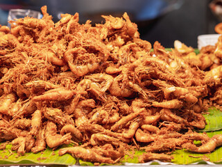 A pile of Crispy fried shrimp or prawn.