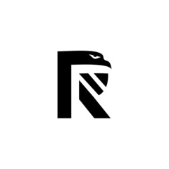 Letter R face Eagle monogram logo vector creative design