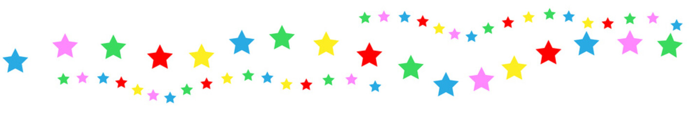 Obraz premium Christmas tree garland. Decorative ornament made of stars. Colored jpeg image jpg illustration. Isolated background. Flat style. Multi-colored electric lights. Christmas decoration. Merry Christmas