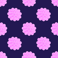 Beautiful dahlia flower isolated on dark background is in Seamless pattern - vector illustration