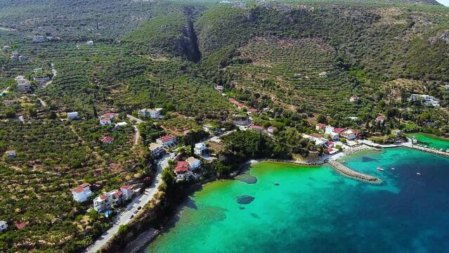 Aerial view of Archontiko village in the morning
