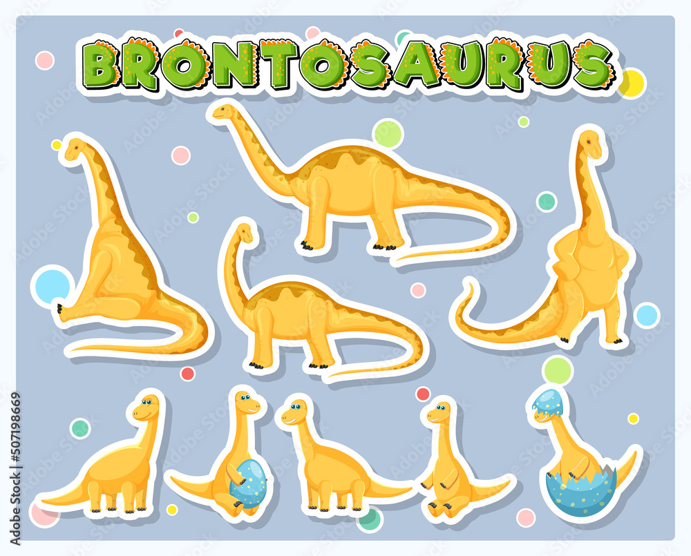 Canvas Prints Set of cute brontosaurus dinosaur cartoon characters