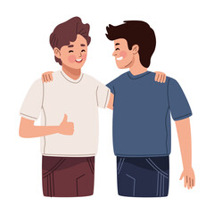 Obraz premium friends men hugging
