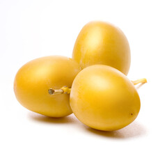 Date fruits isolated on white background.