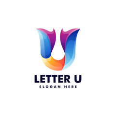 Vector Logo Illustration Letter U Gradient Colorful Style.