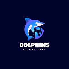 Vector Logo Illustration Dolphin Gradient Colorful Style.