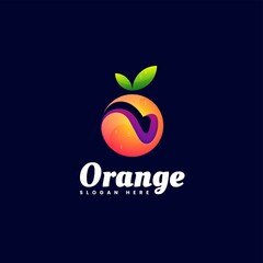 Vector Logo Illustration Orange Gradient Colorful Style.