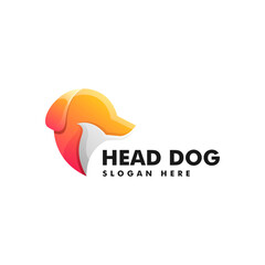Vector Logo Illustration Head Dog Gradient Colorful Style.