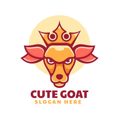 Vector Logo Illustration Goat Simple Mascot Style.