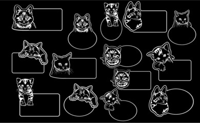 all types of room owner nameplates with line art Cat themes