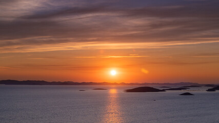 Amazin summer sunset from Murter island in Croatia