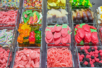 Jelly and candy for sale at a market in Barcelona