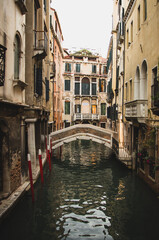 Fototapeta na wymiar Moody day in the city of Venice in Italy. Beautiful renaissance buildings. 