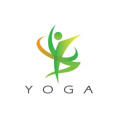 logo design of people doing yoga symbol icon illustration vector