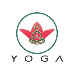 logo design of people doing yoga symbol icon illustration vector