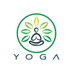 logo design of people doing yoga symbol icon illustration vector