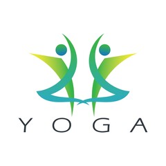 logo design of people doing yoga symbol icon illustration vector