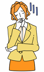 がっかり落ち込むスーツ姿のビジネスウーマンの女性のイラスト