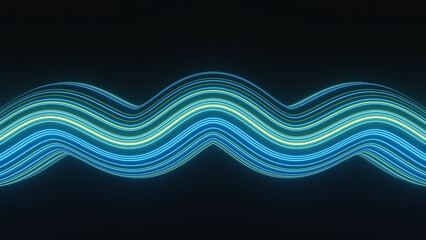 3d render of flash neon and light glowing on dark scene. Speed light tunnel through the city or urban. Technology internet of future network. Sci fiction of hyperspace interstellar travel.