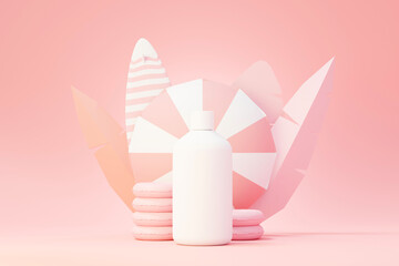 3d render of blank cosmetics skincare product or packaging for mock up. Beauty soap and spa concept. Lotion oil moisture for skin health. Premium and luxury design for branding.