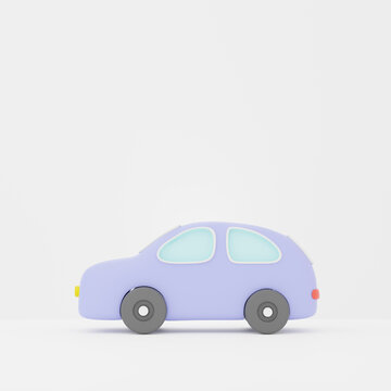 3d rendering of Automobile or minimal Car icon on clean background for mock up and web banner. Cartoon interface design. minimal metaverse concept.