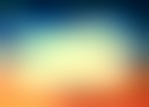 Deep blue top and yellow orange bottom blurred empty background for summer or autumn view. Defocused outside abstract template retro style.