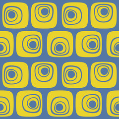 Blue background and yellow square shape blocks. Vector.