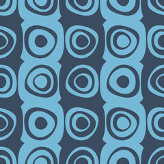 Light blue and blue forms are alternating. Vector with blue curved circles.