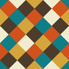 Retro colored rhombuses. Seamless simple rhombus pattern. Vector.