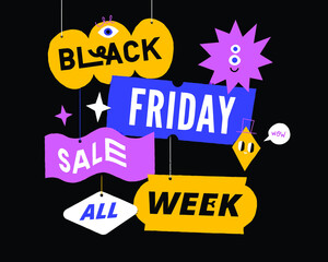 Modern black friday sale banner for social media post template, promotion vector