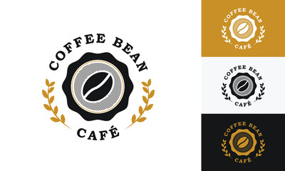 Coffee Bean Cafe Logo Concept Illustration