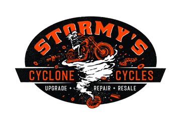 motorcycle cafe race cyclone cycles tshirt print illustration