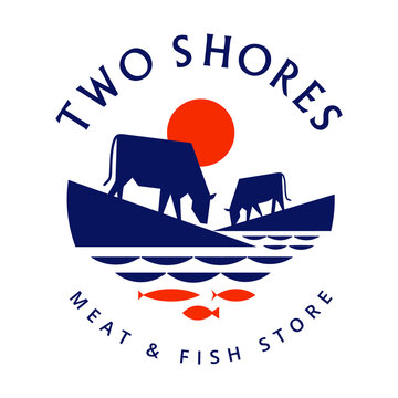 Meat and fish store vector design for your business