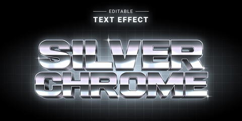 Editable Chrome Style Metallic Text Effect. Futuristic Logo Maker