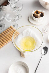 Tiramisu cake step by step recipe. White background.