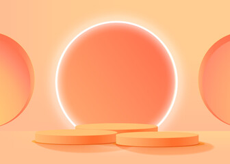 3d background products display podium scene with geometric platform stand to show cosmetic products