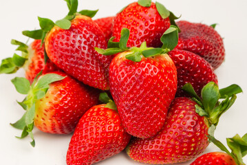 group of strawberries on a white background