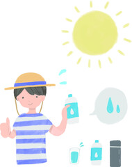 水分補給をする男の子