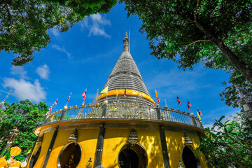 Background of religious sights on high mountains in Hat Yai District of Thailand (Phra Maha Ruesee...