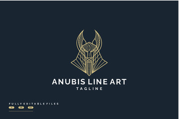 Anubis line art logo design