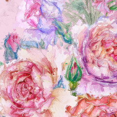Beautiful oil painting flower illustration